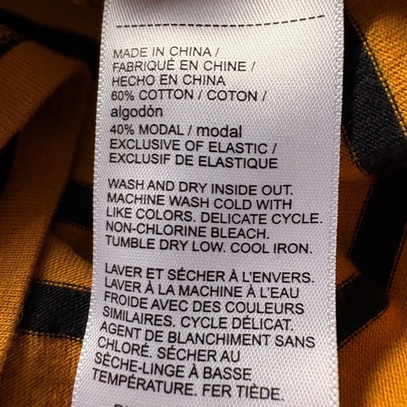 Ella Rafaella Long Sleeve Tan & Black Striped Top Ruffled Neck Elastic Cuffs XL - Picture 7 of 8